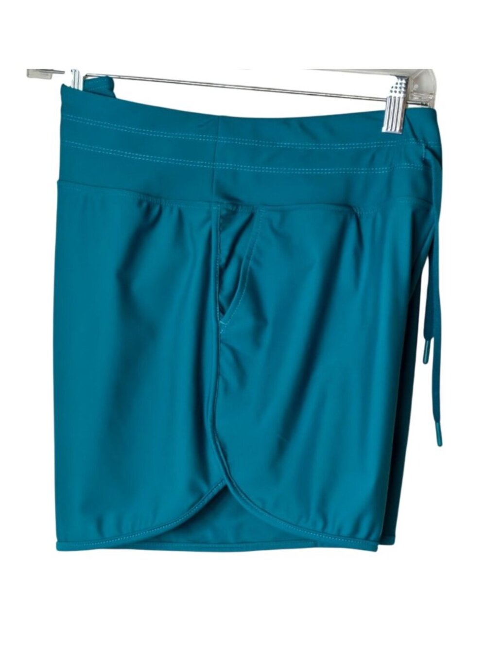 Gradual Womens L Athletic Shorts Teal Stretch Pockets High Waisted Sporty Active - Picture 3 of 6